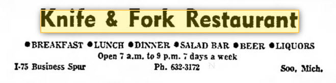 Knife & Fork Restaurant - Old Ad From 1972 (newer photo)
